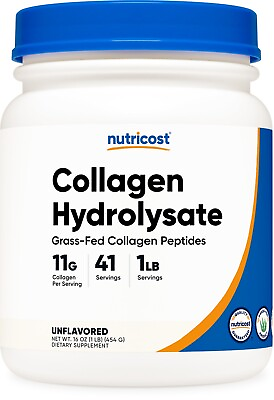 #ad Nutricost Pure Collagen Hydrolysate Bovine Powder Grass Fed 1LB 454g $24.95