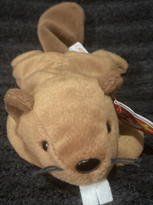 #ad TY Beanie Baby Bucky the Beaver Brown Stuffed Animal Toy NWT $4.99