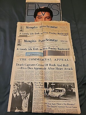 #ad Elvis 4 Death Newspaper Rare Very Hard To Find 4 In Same Place $44.00