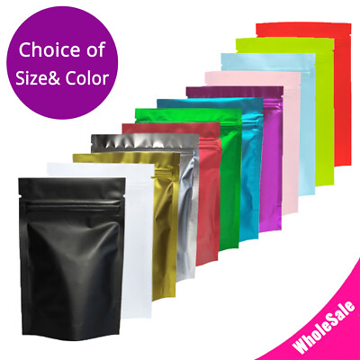 #ad Multi Color amp; Sizes Matte Two Sided High Quality Foil Stand up Zip Lock Bag M $440.93