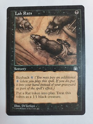 #ad MTG Magic The Gathering Card Lab Rats Sorcery Black Stronghold 1998 $7.94