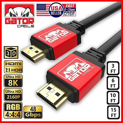 #ad 8K HDMI 2.1 UHD Cable HDTV 3D 2160P HDR 120Hz 48Gbps Dolby HDCP 2.2 RGB 4:4:4 $8.99