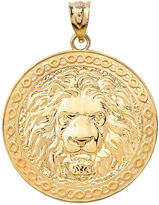 #ad Gold Lion Head medallion Pendant Necklace Available in Yellow Rose White $319.99