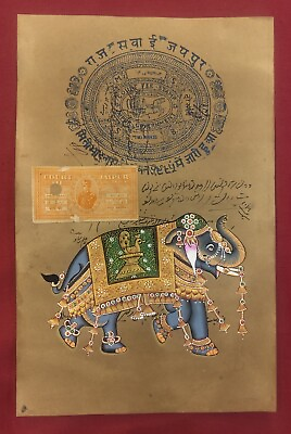#ad Handmade Golden Wedding Elephant Indian Rajasthani Fine Miniature Painting Art $84.99