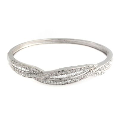#ad Victoria Wieck Sterling 2.28ct Twisted Ribbon Bangle Bracelet $439 $204.58