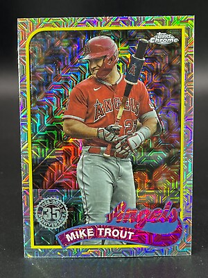 #ad 2024 Topps Series 1 MIKE TROUT Angels #17 Chrome 1989 Silver Mojo QTY $4.49