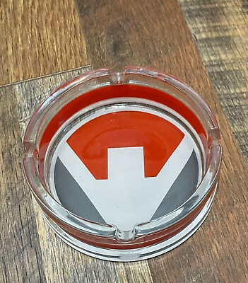 #ad Vintage Marlboro Miles Glass Ashtray With Gray and Red Mountain Emblem Design $10.50