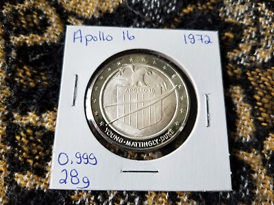 #ad Apollo 16 1972 Fine Silver Medallion 1 oz $59.99