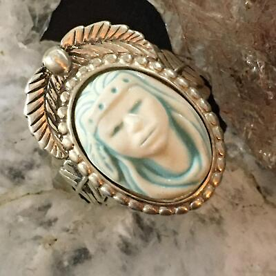 #ad Carolyn Pollack Southwestern Style Sterling Silver Porcelain Maiden Cameo Ring $101.25