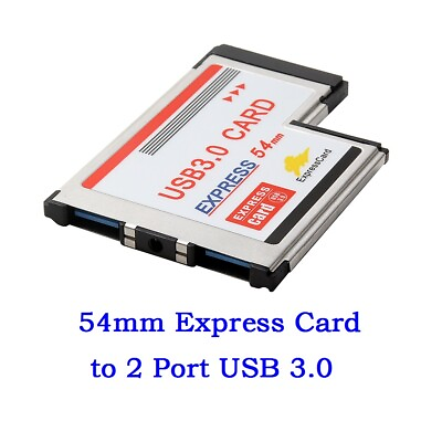 #ad 54mm Express Card Expresscard to 2 Port USB 3.0 Adapter for Laptop NEC Chip $16.10