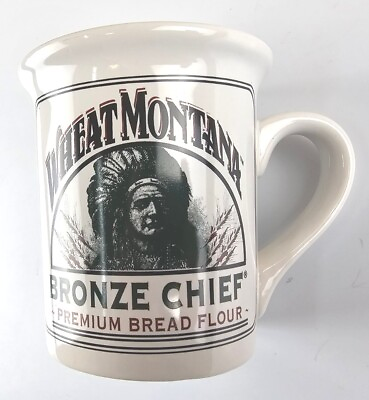 #ad Wheat Montana Bronze Chief Premium Bread Flour Ceramic Large Coffee Cup Mug $19.99