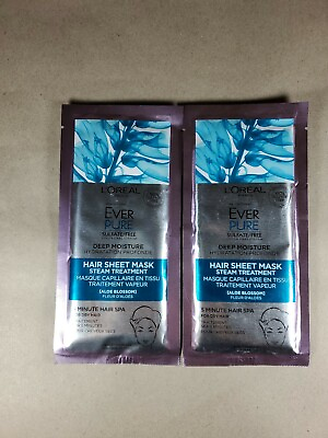 #ad L#x27;Oreal EverPure Deep Moisture Hair Sheet Mask Cap Steam Treatment. 2 Pack. $12.00