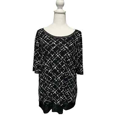 #ad NWOT Anne Klein Size XL Black and White Top Beautiful $49.00