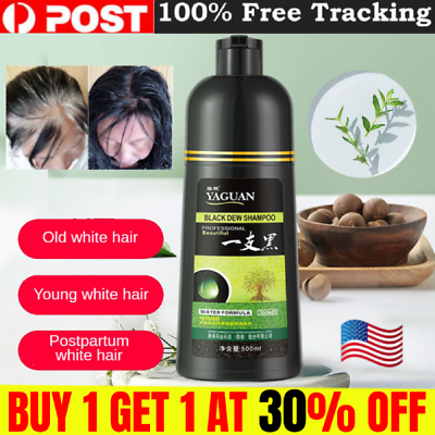 #ad Yaguan Herbal Black Dew Shampoo Black Hair Dye Shampoo 3 In 1 Dye Hair Colorin $21.99