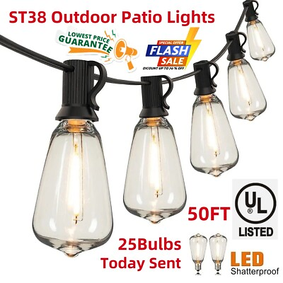 #ad Outdoor String Lights 100 Ft Shatterproof And Waterproof Led Outdoor 2700K Warm $10.00