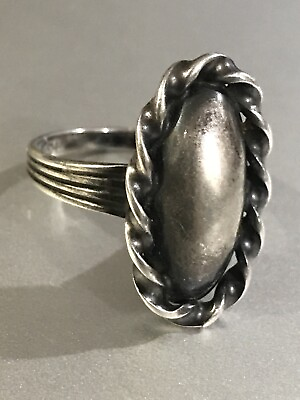 #ad Mid Century Denmark Sterling Silver Modernist Statement Rare Ring Size 7.5 $95.00