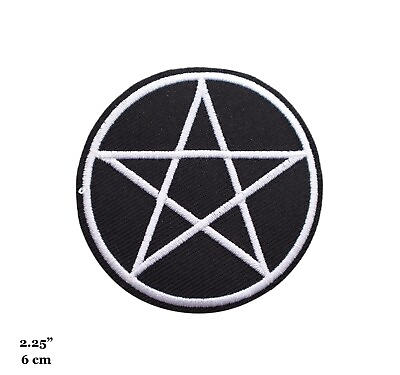 #ad Pentagram Pentacle Wiccan Sign Symbol Black And White Embroidered Iron On Patch $4.99