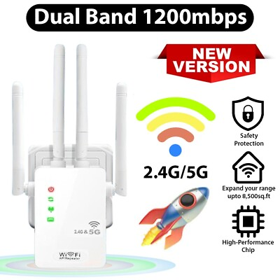 #ad 1200Mbps WiFi Range Extender 2.4G 5G Wireless Repeater Internet Network Booster $17.25
