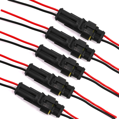 #ad 2 Pin Way Waterproof Electrical Connector Wire Harness 16 AWG Marine for Car Tr $10.49