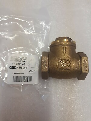 #ad Lansdale Swing Check Valve 1quot; 200 WOG Brass Fire Sprinkler Etc. 1B $16.00