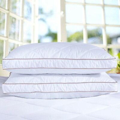 #ad 2 Pack Goose Down Feather Bed Pillows 2quot; Gusseted Queen Standard Size $52.47