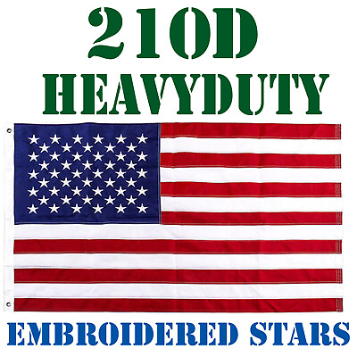 #ad 3#x27;x5#x27; US American Flag Heavy Duty Embroidered Stars Sewn Stripes Grommets Oxford $11.99