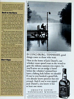 #ad 1994 Jack Daniel#x27;s Fishing Off Dock Original Vintage Print Ad 8.5 x 11 1 2 page $4.76
