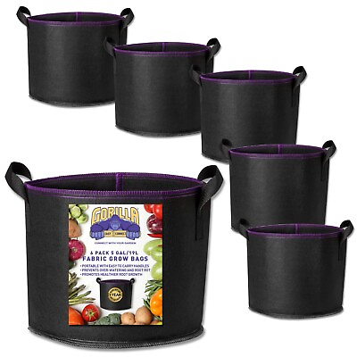 #ad GORILLA EASY CONNECT Thickened Non Woven Garden Grow Bags 6 Pack $22.98