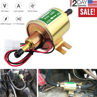 #ad Inline Fuel Pump 12v Electric Transfer Low Pressure Gas Diesel Fuel Pump HEP 02A $8.49