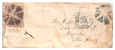 #ad 1860#x27;s Cover Double Wedge Circle Fancy Cancel Newark NJ Postal History A1 $50.00