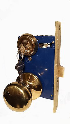 #ad New HUD Double Cylinder Mortise Lock Set Right Hand Polished Brass $42.99