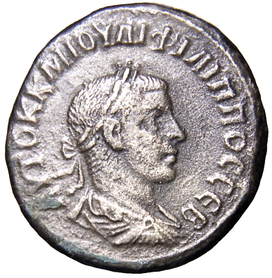 #ad Philip II AR Tetradrachm of Antioch. AD 247 249 NICE Port Roman Coin wCOA $138.61