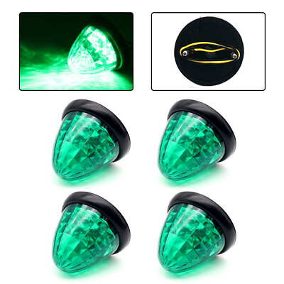 #ad 4pcs Green Round LED Side Marker Beehive Cone Lights for Peterbilt Truck Trailer $18.96
