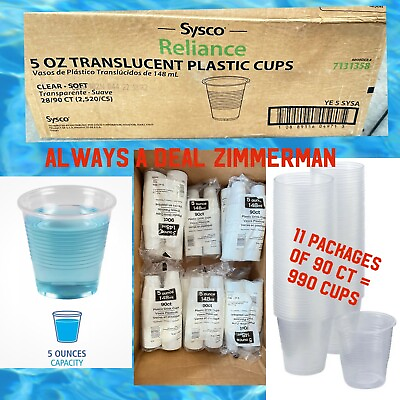 #ad SYSCO RELIANCE 5 oz. TRANSLUCENT Plastic CUPS Translucent 990 CT New CLEAR CUP $59.99