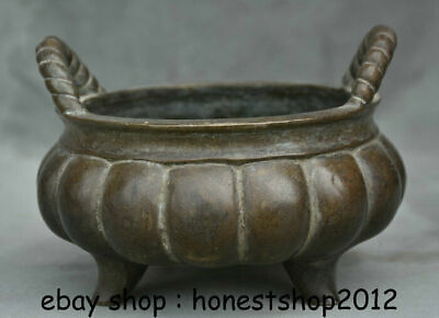 #ad 6.4quot; Marked Ancient China Bronze Dynasty Pattern Handle Incense Censer $229.50