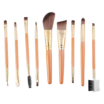 #ad 9 Pcs Makeup Brush Set Nylon Plastic Metal Handle Nylon Cosmetic Brush Tool AU $12.41