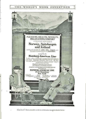 #ad 1907 Hamburg American Cruise Line Vintage Art Deco Ad Broadway New York Print $10.95