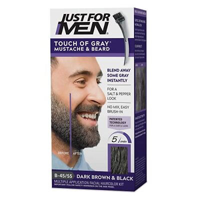 #ad Just for Men Touch of Gray Mustache and Beard Color Dark Brown amp; Black $16.43