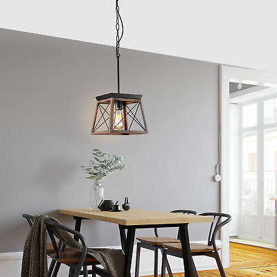 #ad Farmhouse Chandelier Ceiling Fixture Faux wood Pendant Light Lamp Kitchen Island $22.00