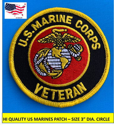#ad USMC VETERAN US MARINE CORPS EMBROIDERED PATCH IRON ON SEW ON 3quot; ROUND APPLIQUE $3.95