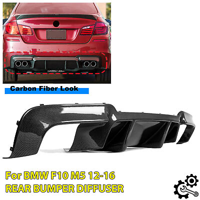 #ad For 11 16 BMW 5 Series M5 Rear Diffuser Lip Quad Exhaust DTM Carbon Fiber Style $86.98