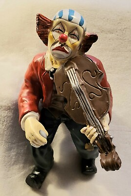 #ad Sad Clown playing Violin Hand Painted Ceramic Large 9quot; Tall $12.95