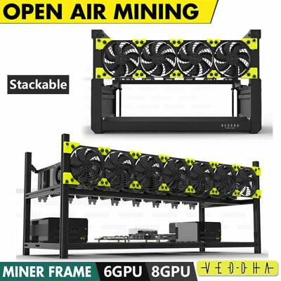 #ad 6 8 GPU Aluminum Stackable Open Air Mining Computer Frame Rig Ethereum Veddha T2 $279.00