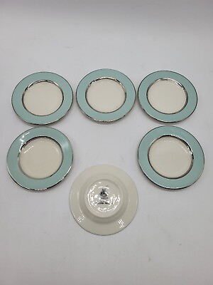#ad Set Of 6 Castleton China Turquoise Starter Plates 4.25quot; $84.99