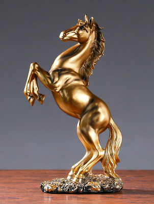 #ad 12 inch Gold Horse Statue Decorative Figurine Vintage Style For Home Decor Gift $35.19