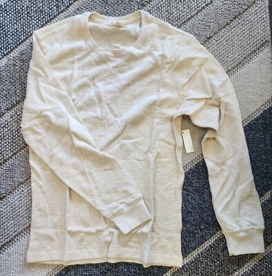 #ad New Goodthreads Men#x27;s Long Sleeve Shirt Ivory Thermal Shirt Crewneck Size XS $23.99