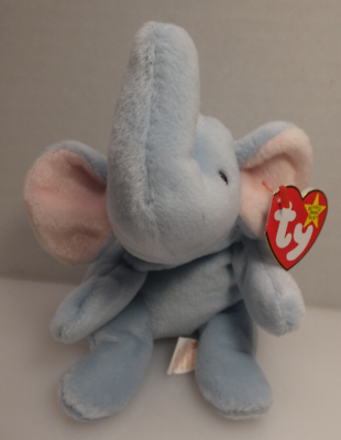 #ad TY Beanie Baby quot;Peanut the Elephantquot; 1995 Light Blue PE Pellets Plush Retired $4.99