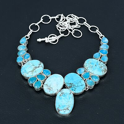 #ad Tibetan Turquoise Gemstone 925 Sterling Silver Jewelry Gift Necklace 18quot; b968 $20.66