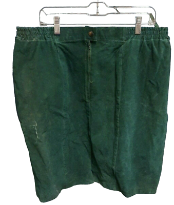 #ad Erez Sport Green Leather Skirt Size 20 NWT Zipper Vintage Pockets Unique 80s 90s $49.50