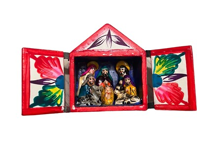 #ad Christmas Nativity Retablo Folk Art Handmade in Peru Christmas Diorama Vintage $34.95